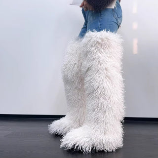 Shaggy Sherpa Thigh High Boots – Puffé Winter Drop