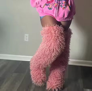 Shaggy Sherpa Thigh High Boots – Puffé Winter Drop